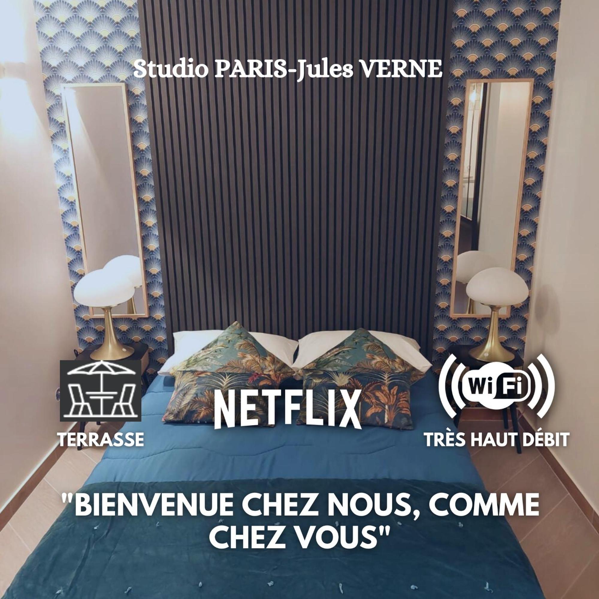 Paris-Julesverne-Bienvenue-Terrasse-Netflix Pantin Bagian luar foto